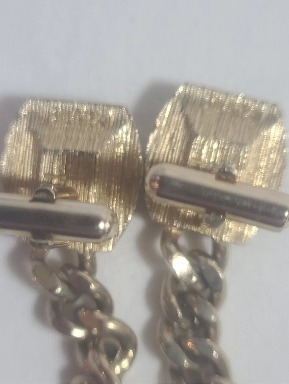 Vintage Swank Gold Tone & Green Stone Cuff Links Set